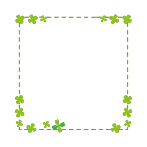 a dashed border with clovers along the corners